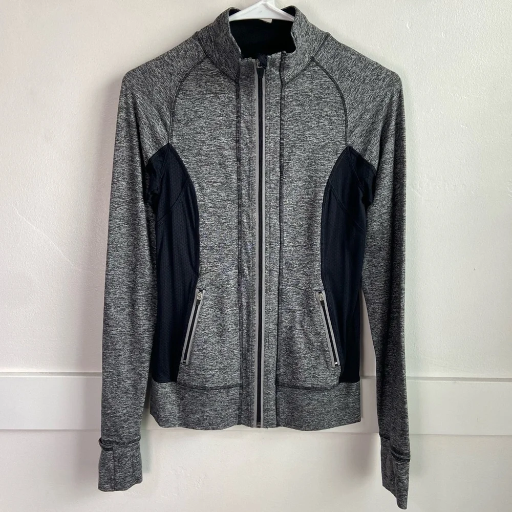 Reva Activewear Heather Gray and Black Full Zip Jacket - Picture 1 of 6